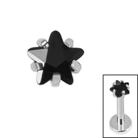 Titanium Claw Set CZ Jewelled Star for Internal Thread Shafts in 1.2mm