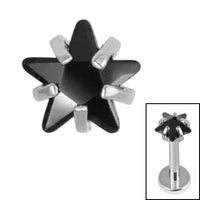 Titanium Claw Set CZ Jewelled Star for Internal Thread Shafts in 1.2mm