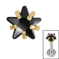Titanium Claw Set CZ Jewelled Star for Internal Thread Shafts in 1.2mm