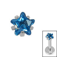 Titanium Claw Set CZ Jewelled Star for Internal Thread Shafts in 1.2mm