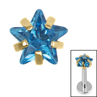 Titanium Claw Set CZ Jewelled Star for Internal Thread Shafts in 1.2mm