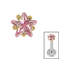 Titanium Claw Set CZ Jewelled Star for Internal Thread Shafts in 1.2mm