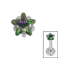 Titanium Claw Set CZ Jewelled Star for Internal Thread Shafts in 1.2mm
