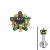 Titanium Claw Set CZ Jewelled Star for Internal Thread Shafts in 1.2mm