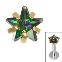 Titanium Claw Set CZ Jewelled Star for Internal Thread Shafts in 1.2mm
