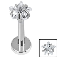Titanium Internally Threaded Labrets 1.2mm - Titanium 4mm Claw Set CZ Jewelled Star