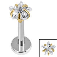 Titanium Internally Threaded Labrets 1.2mm - Titanium 4mm Claw Set CZ Jewelled Star