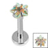 Titanium Internally Threaded Labrets 1.2mm - Titanium 4mm Claw Set CZ Jewelled Star