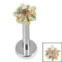 Titanium Internally Threaded Labrets 1.2mm - Titanium 4mm Claw Set CZ Jewelled Star