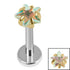 Titanium Internally Threaded Labrets 1.2mm - Titanium 4mm Claw Set CZ Jewelled Star