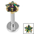 Titanium Internally Threaded Labrets 1.2mm - Titanium 4mm Claw Set CZ Jewelled Star