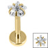 Gold Titanium Internally Threaded Labrets 1.2mm - Gold Titanium Claw Set CZ Jewelled Star