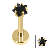 Gold Titanium Internally Threaded Labrets 1.2mm - Gold Titanium Claw Set CZ Jewelled Star
