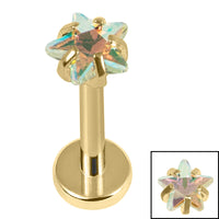Gold Titanium Internally Threaded Labrets 1.2mm - Gold Titanium Claw Set CZ Jewelled Star