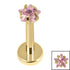 Gold Titanium Internally Threaded Labrets 1.2mm - Gold Titanium Claw Set CZ Jewelled Star