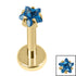 Gold Titanium Internally Threaded Labrets 1.2mm - Gold Titanium Claw Set CZ Jewelled Star