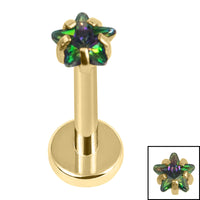 Gold Titanium Internally Threaded Labrets 1.2mm - Gold Titanium Claw Set CZ Jewelled Star