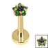 Gold Titanium Internally Threaded Labrets 1.2mm - Gold Titanium Claw Set CZ Jewelled Star