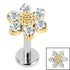 Titanium Internally Threaded Labrets 1.2mm - Titanium Jewelled Golden Daisy
