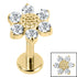 Titanium Internally Threaded Labrets 1.2mm - Titanium Jewelled Golden Daisy