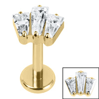 Titanium Internally Threaded Labrets 1.2mm - Titanium Jewelled Art Deco Baguette Fan