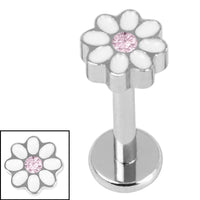 Titanium Internally Threaded Labrets 1.2mm - Titanium Jewelled Hazy Daisy