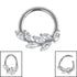 Titanium Marquise Jewelled Leaf Vine Hinged Clicker Ring