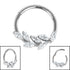 Titanium Marquise Jewelled Leaf Vine Hinged Clicker Ring