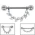 Titanium Marquise Jewelled Leaf Vine Nipple Bar