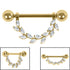 Titanium Marquise Jewelled Leaf Vine Nipple Bar