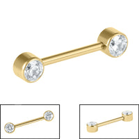 Titanium Internal Thread Double Jewelled Nipple Bar - Front Facing Jewelled Disks
