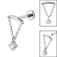 Titanium Internally Threaded Labrets 1.2mm - Titanium Concealed Jewel Chain Top