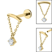 Titanium Internally Threaded Labrets 1.2mm - Titanium Concealed Jewel Chain Top