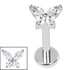 Titanium Internally Threaded Labrets 1.2mm - Titanium Jewelled Queen Butterfly