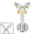 Titanium Internally Threaded Labrets 1.2mm - Titanium Jewelled Queen Butterfly