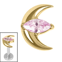 Titanium Internal Jewelled Trekking Crescent Moon Top