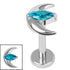 Titanium Internally Threaded Labrets 1.2mm - Titanium Jewelled Trekking Crescent Moon