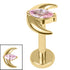 Gold Titanium Internally Threaded Labrets 1.2mm - Gold Titanium Jewelled Trekking Crescent Moon