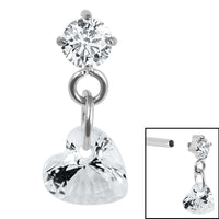 Titanium Internal Jewelled Solitaire with Heart Charm