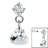 Titanium Internal Jewelled Solitaire with Heart Charm