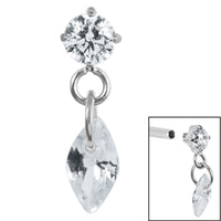 Titanium Internal Jewelled Solitaire with Marquise Charm