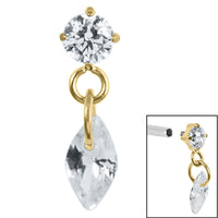 Titanium Internal Jewelled Solitaire with Marquise Charm