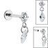 Titanium Internally Threaded Labrets 1.2mm - Titanium Jewelled Solitaire with Marquise Charm