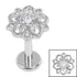 Titanium Internally Threaded Labrets 1.2mm - Titanium Jewelled Lotus Mandala