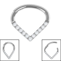 Titanium Jewelled Teardrop Hinged Clicker Ring