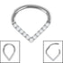 Titanium Jewelled Teardrop Hinged Clicker Ring