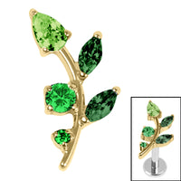 Titanium Internal Claw Set Jewelled Leaf Vine Top