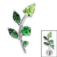 Titanium Internal Claw Set Jewelled Leaf Vine Top