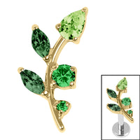 Titanium Internal Claw Set Jewelled Leaf Vine Top