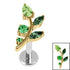 Titanium Internally Threaded Labrets 1.2mm - Titanium Claw Set Jewelled Leaf Vine